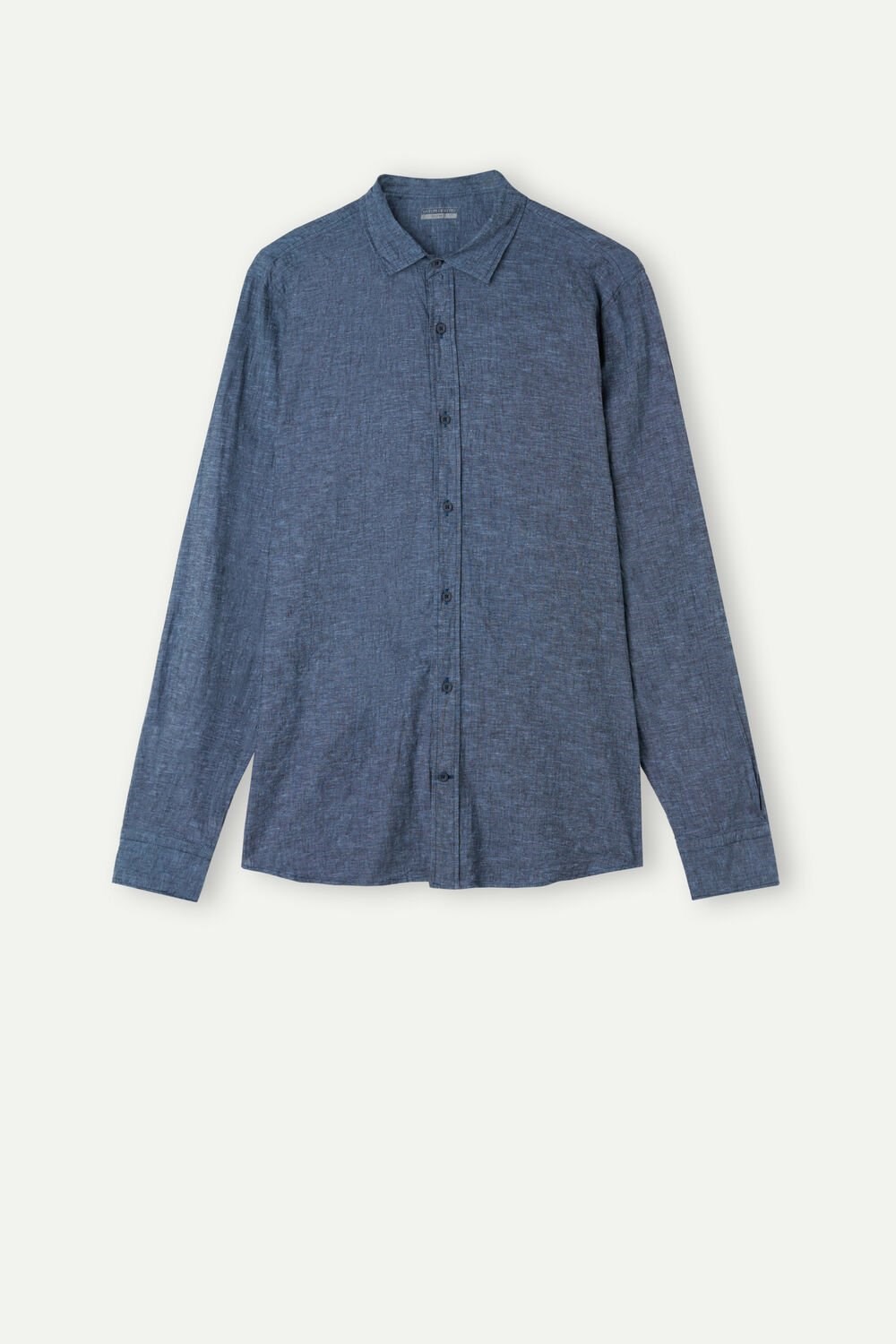 Blue - 288j - Petroleum Blue Intimissimi Linen and Cotton Shirt | SNDRY0236