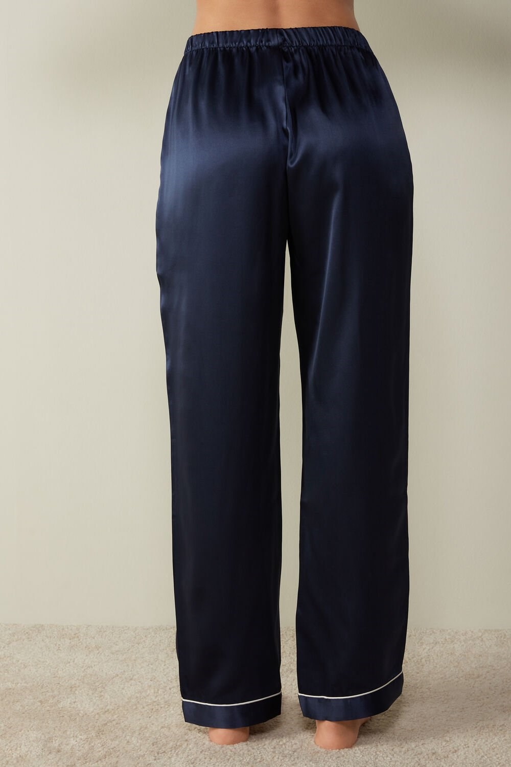 Blue - 3094 - Ink Blue Intimissimi Silk Satin Pajama Pants | FYVTJ6324