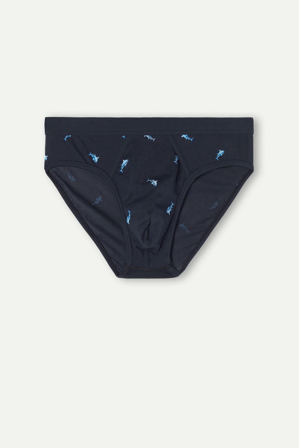 Blue - 315j - Midnight Blue Shark Print Intimissimi Shark Briefs in Natural Fresh Supima® Cotton | RZBTA4823