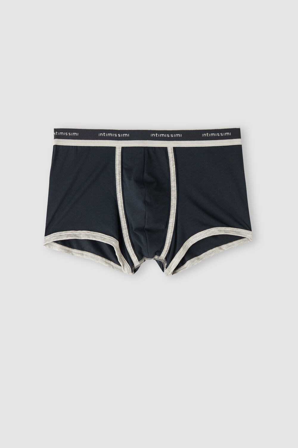 Blue - 320j - Midnight Blue / Light Heather Grey Intimissimi Natural Fresh Supima® Cotton Boxers with Logo | CGOBS9243