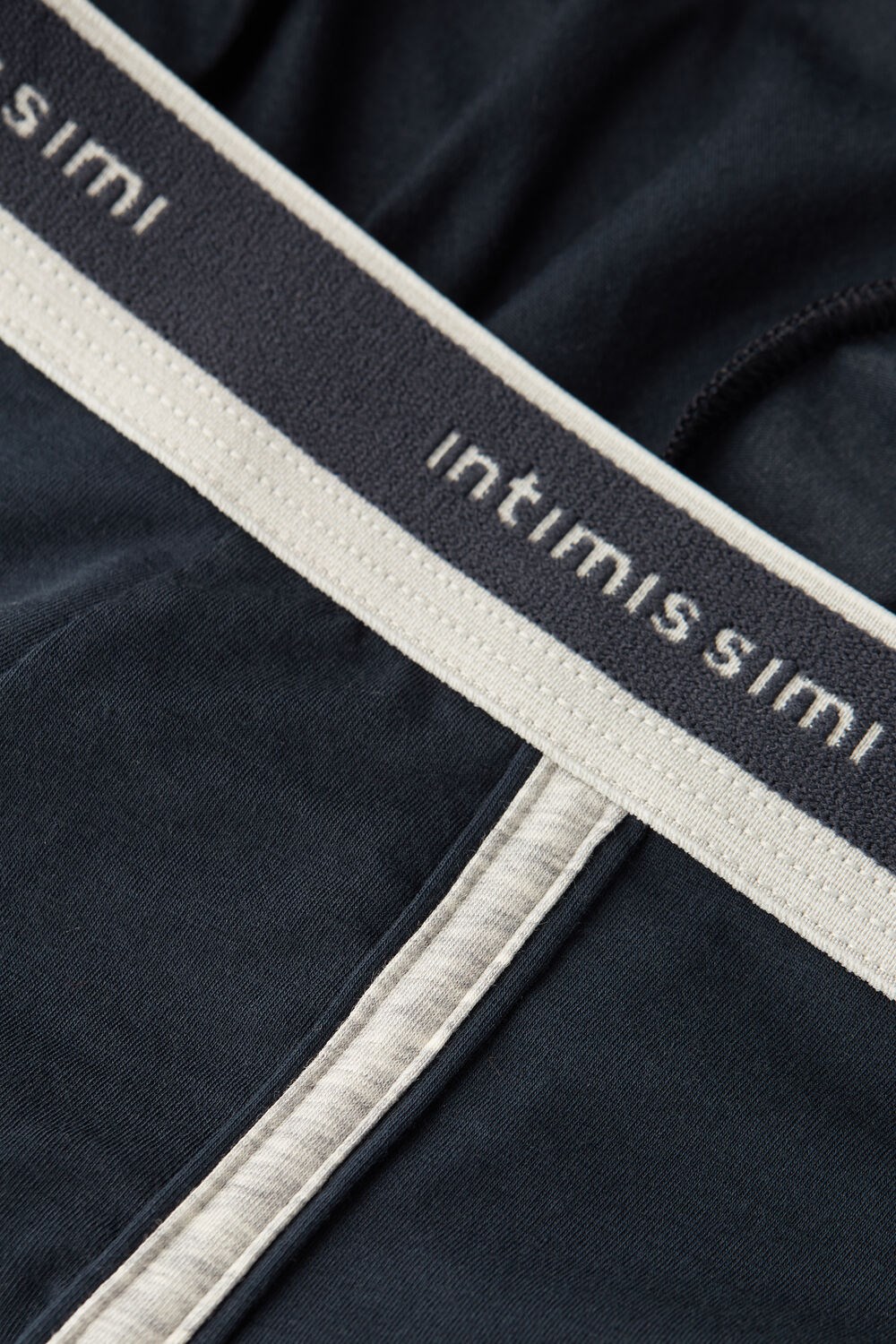 Blue - 320j - Midnight Blue / Light Heather Grey Intimissimi Natural Fresh Supima® Cotton Boxers with Logo | CGOBS9243