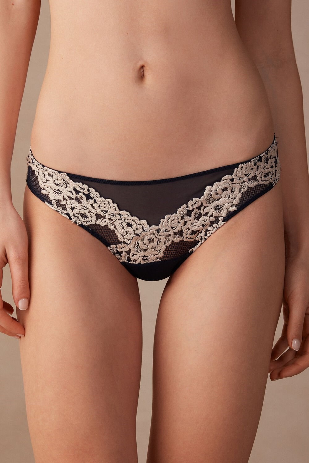 Blue - 347i - Deep Blue / Vanilla Intimissimi Pretty Flowers Brazilian | ANLKJ8496