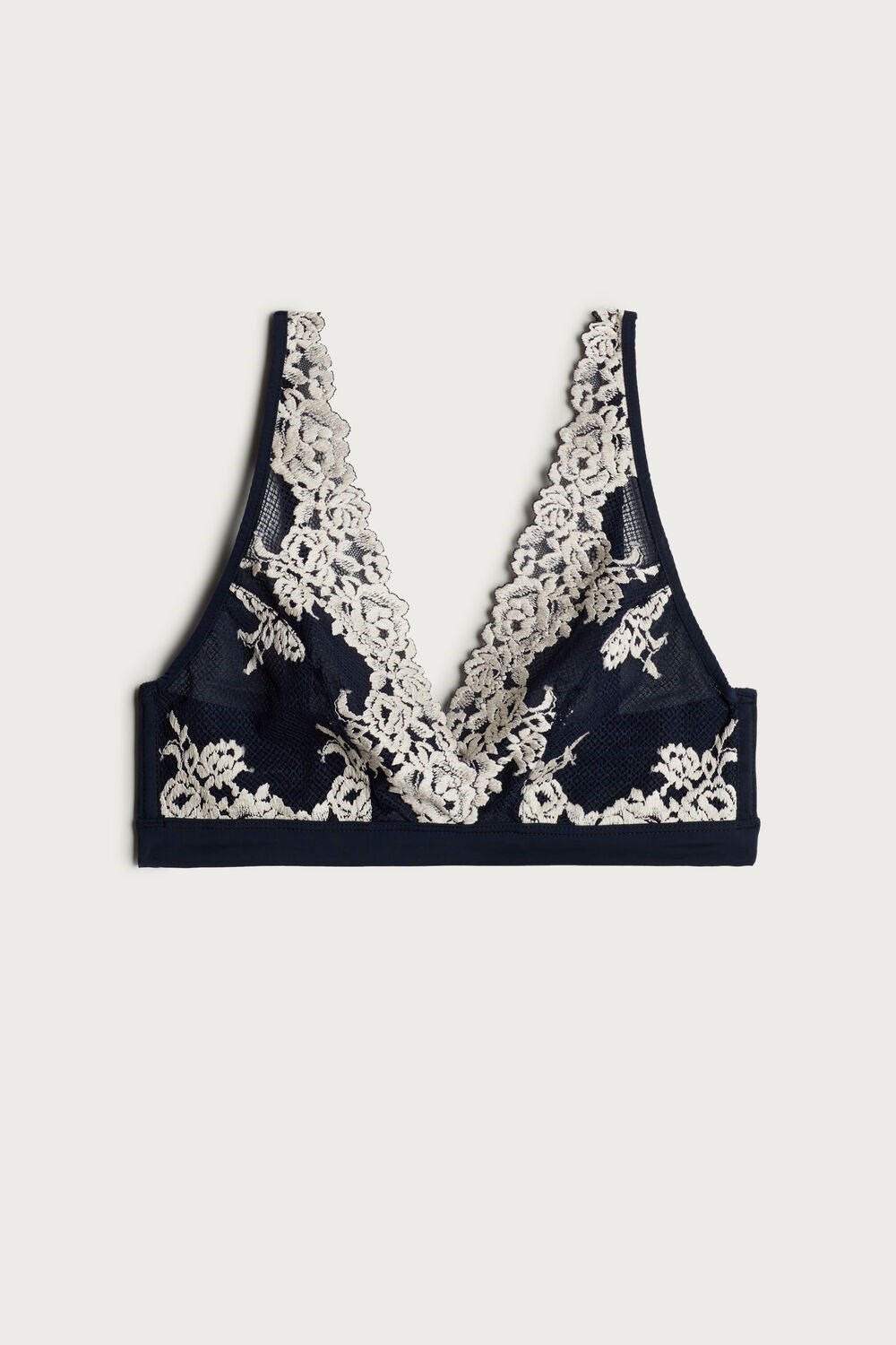 Blue - 347i - Deep Blue / Vanilla Intimissimi Pretty Flowers Lara Triangle Bra | ESVUL6945