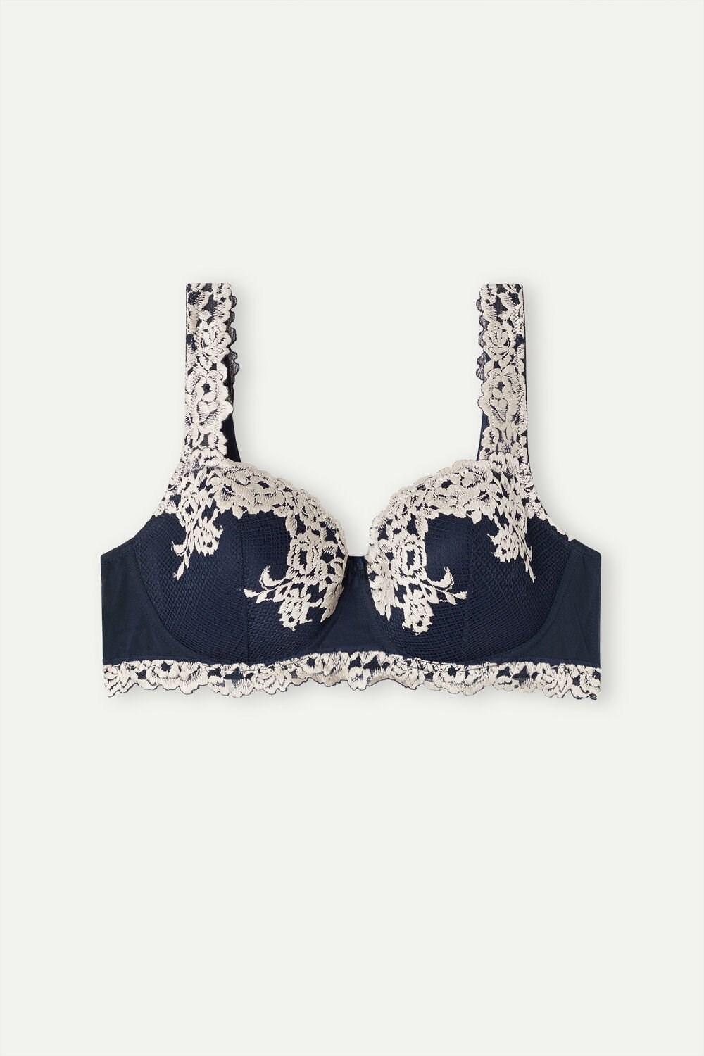 Blue - 347i - Deep Blue / Vanilla Intimissimi Pretty Flowers Sofia Balconette Bra | XCHQG8603