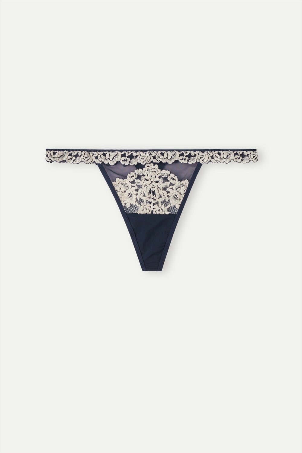 Blue - 347i - Deep Blue / Vanilla Intimissimi Pretty Flowers String Thong | XEBQN7236