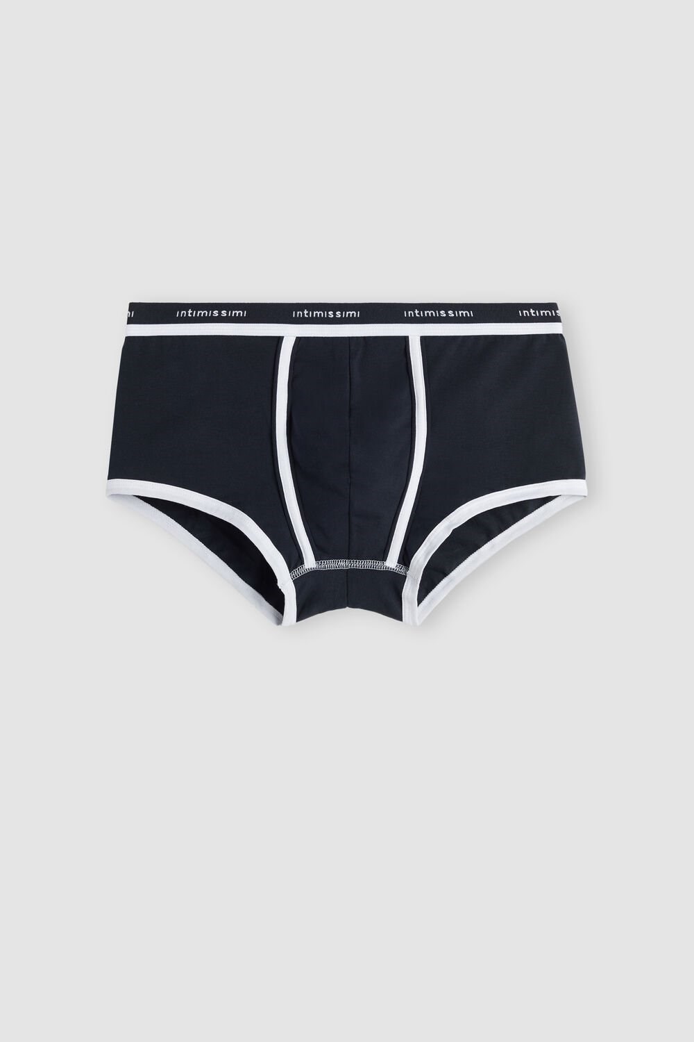 Blue - 3481 - Midnight Blue / White Intimissimi Stretch Supima® Cotton Boxer Shorts with Logo Detail | TXJSO9013