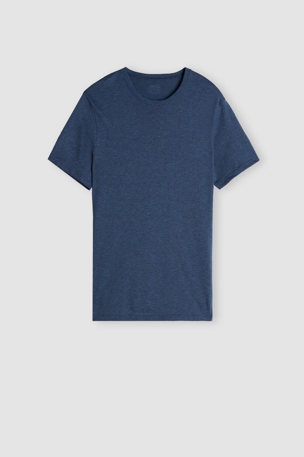 Blue - 5210 - Denim Blue Blend Intimissimi Short Sleeve Crew Neck T Shirt in Supima® Cotton | RHDZX5963