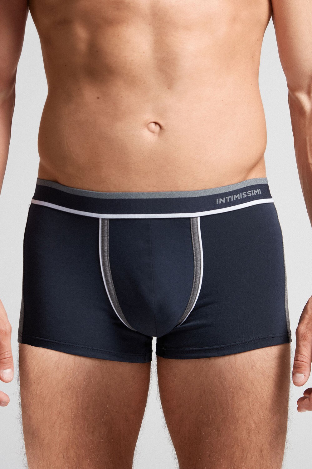 Blue - 541i - Midnight Blue / Graphite Grey Blend Intimissimi Two-tone Boxers in Stretch Supima® Cotton | JVYLR4179