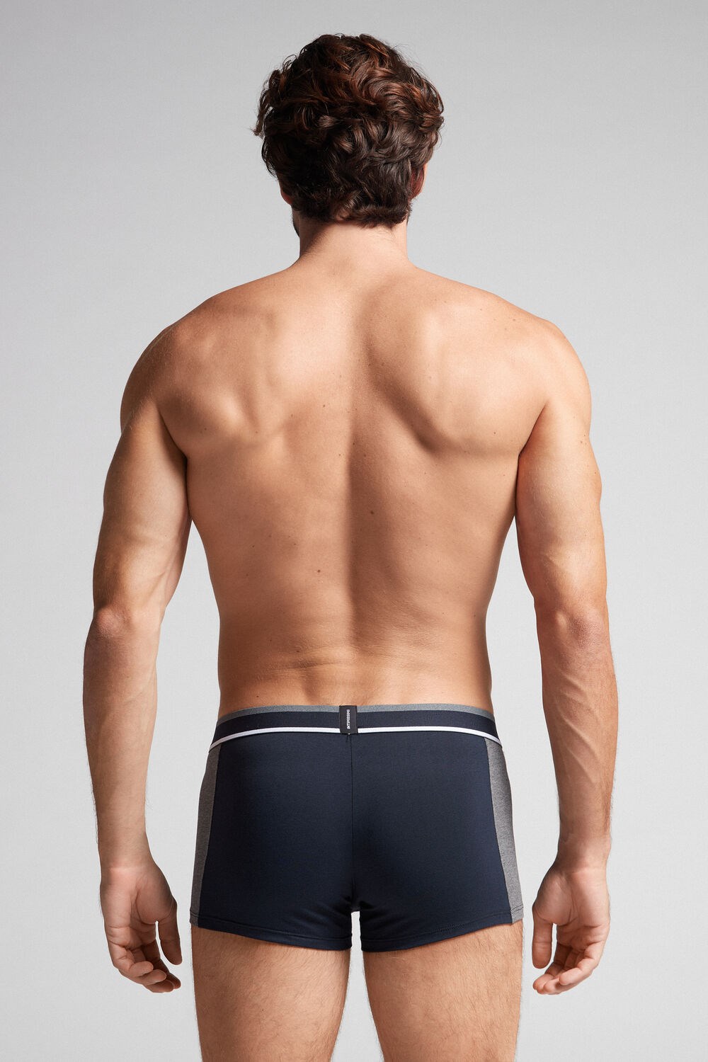 Blue - 541i - Midnight Blue / Graphite Grey Blend Intimissimi Two-tone Boxers in Stretch Supima® Cotton | JVYLR4179