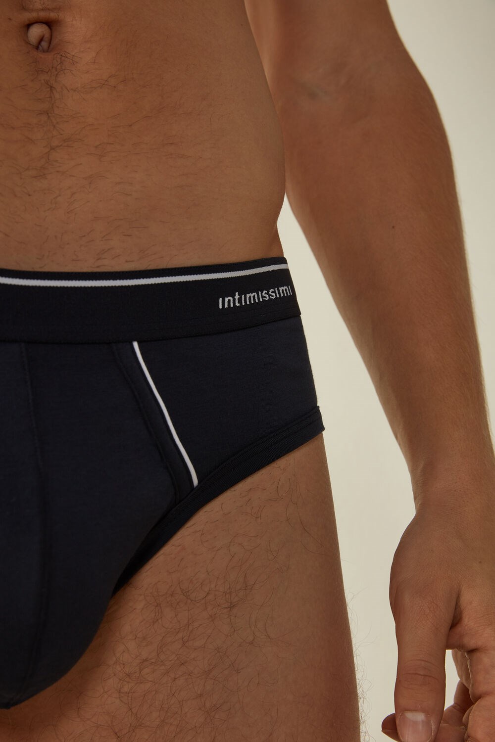 Blue - 6987 - Blue / White Intimissimi Supima Cotton Briefs with Visible Elastic | NLPRC2635