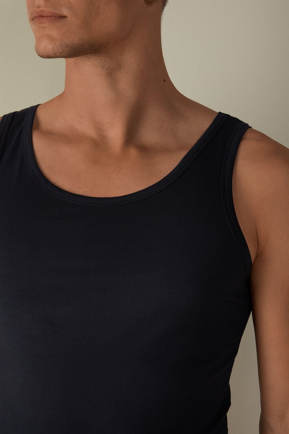 Blue - 800 - Midnight Blue Intimissimi Crew Neck Tank Top | GNMID2791