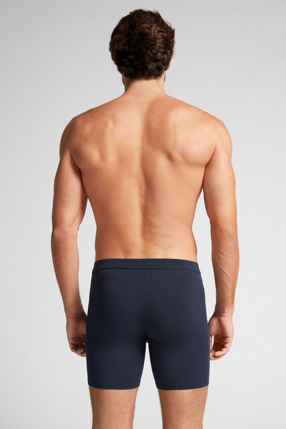 Blue - 800 - Midnight Blue Intimissimi Long Boxers in Stretch Supima® Cotton | IBLPG4653