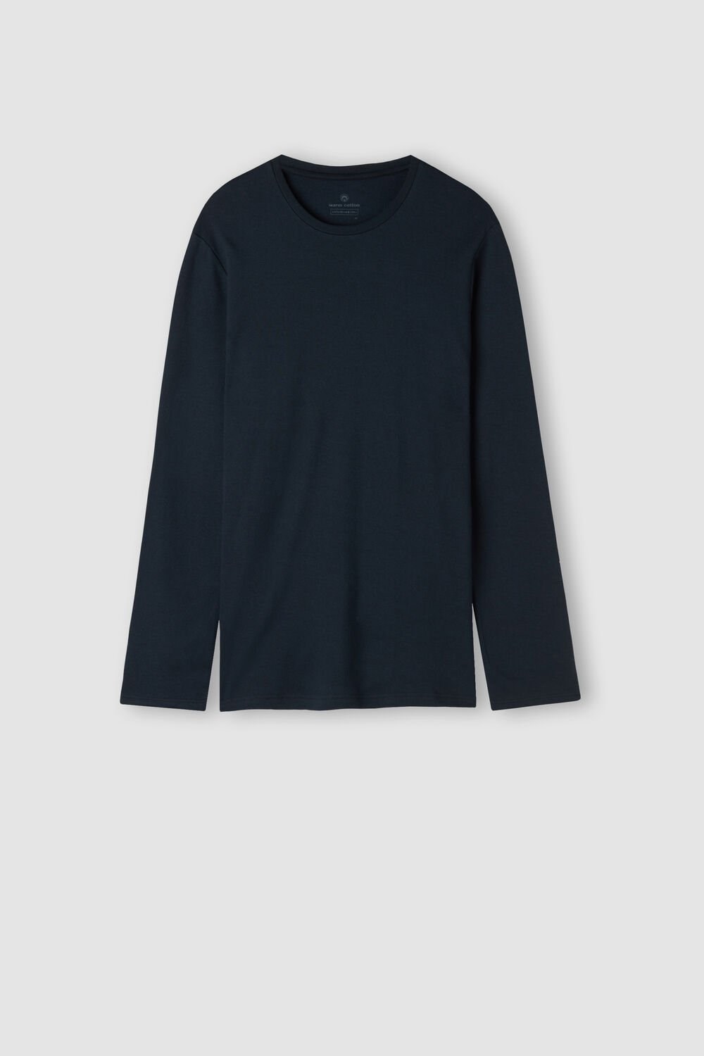 Blue - 800 - Midnight Blue Intimissimi Long Sleeve Top in Warm Cotton | USMKH3062