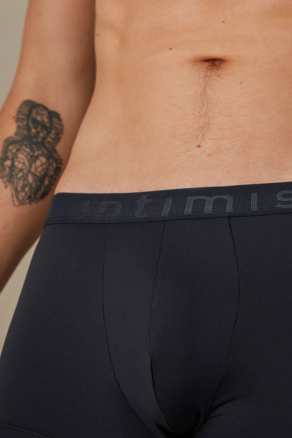 Blue - 800 - Midnight Blue Intimissimi Microfiber Logo Boxer Shorts | FCXTV1054