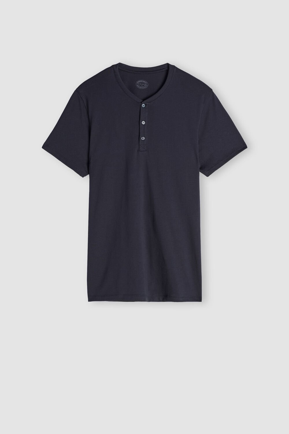 Blue - 800 - Midnight Blue Intimissimi Short-Sleeved Supima® Cotton Shirt | HZKPR4358