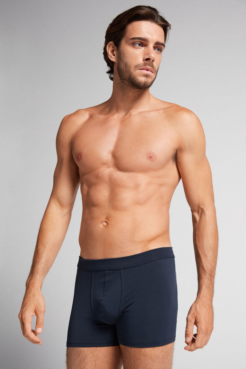 Blue - 800 - Midnight Blue Intimissimi Supima® Cotton Loose Fit Boxers | KZULM0284