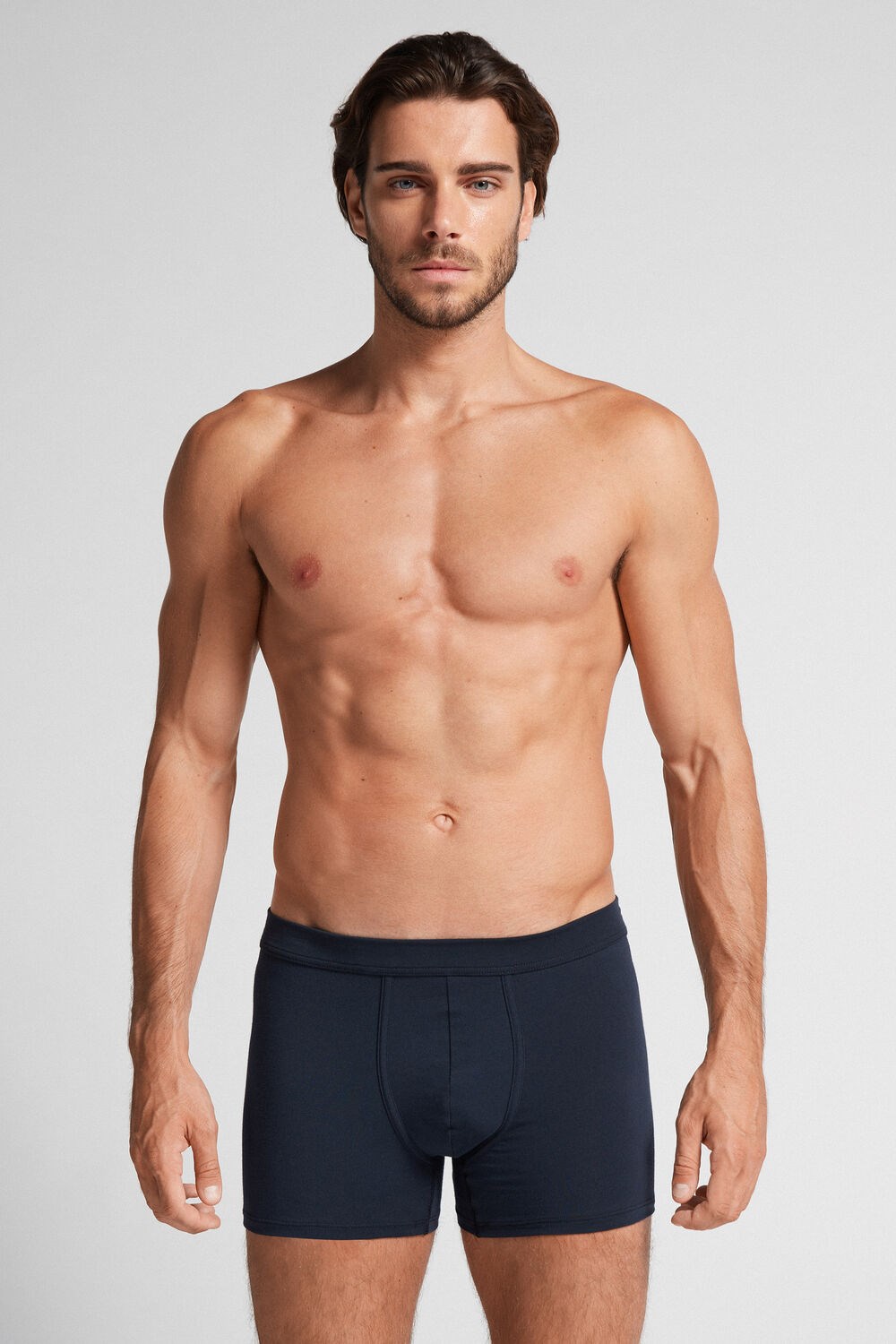 Blue - 800 - Midnight Blue Intimissimi Supima® Cotton Loose Fit Boxers | KZULM0284