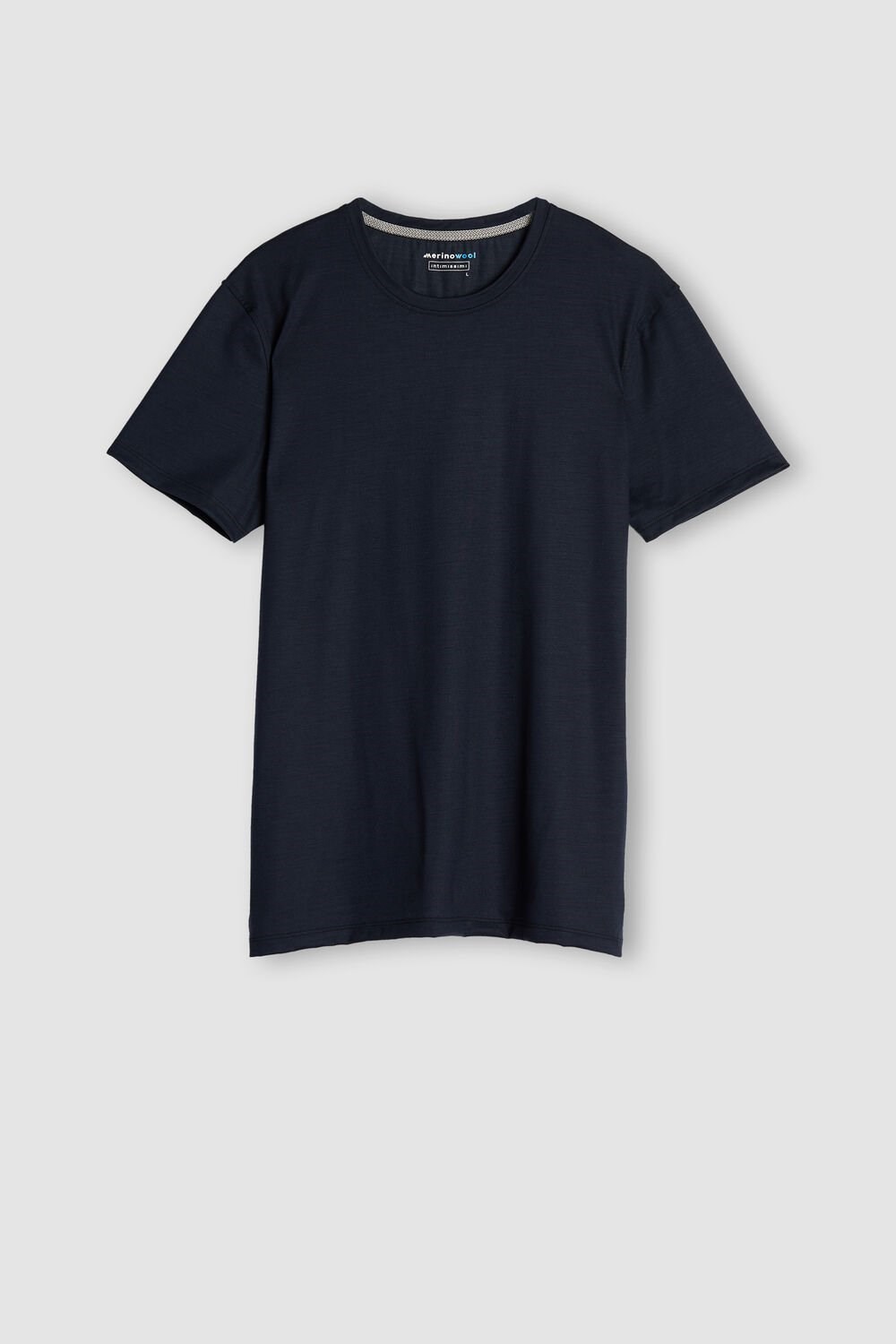 Blue - 800 - Midnight Blue Intimissimi Stretch Merino Wool Short-Sleeve T-Shirt | PCSFT3804