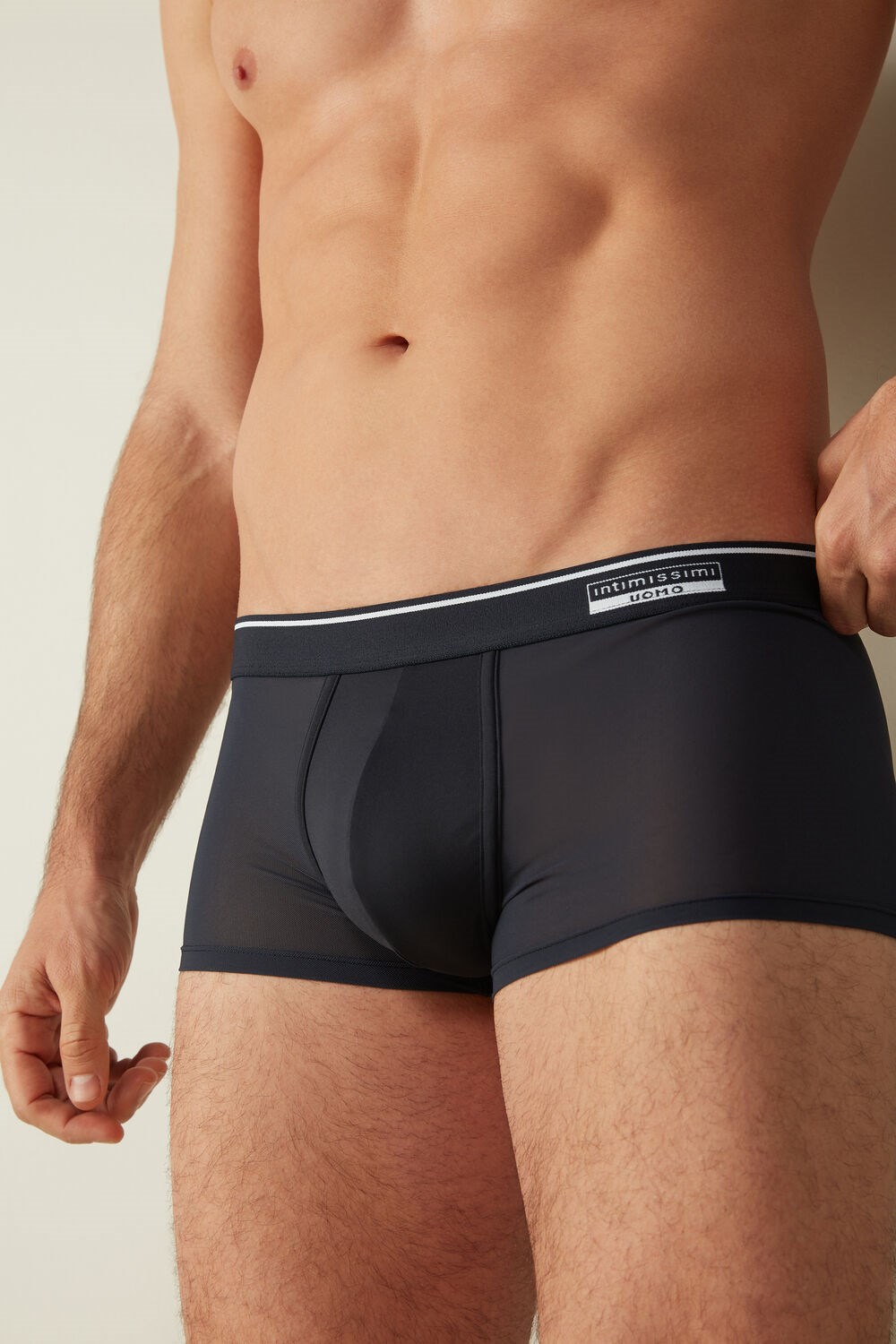 Blue - 800 - Midnight Blue Intimissimi Super Fresh Micro-mesh Boxers | YXKQV6981