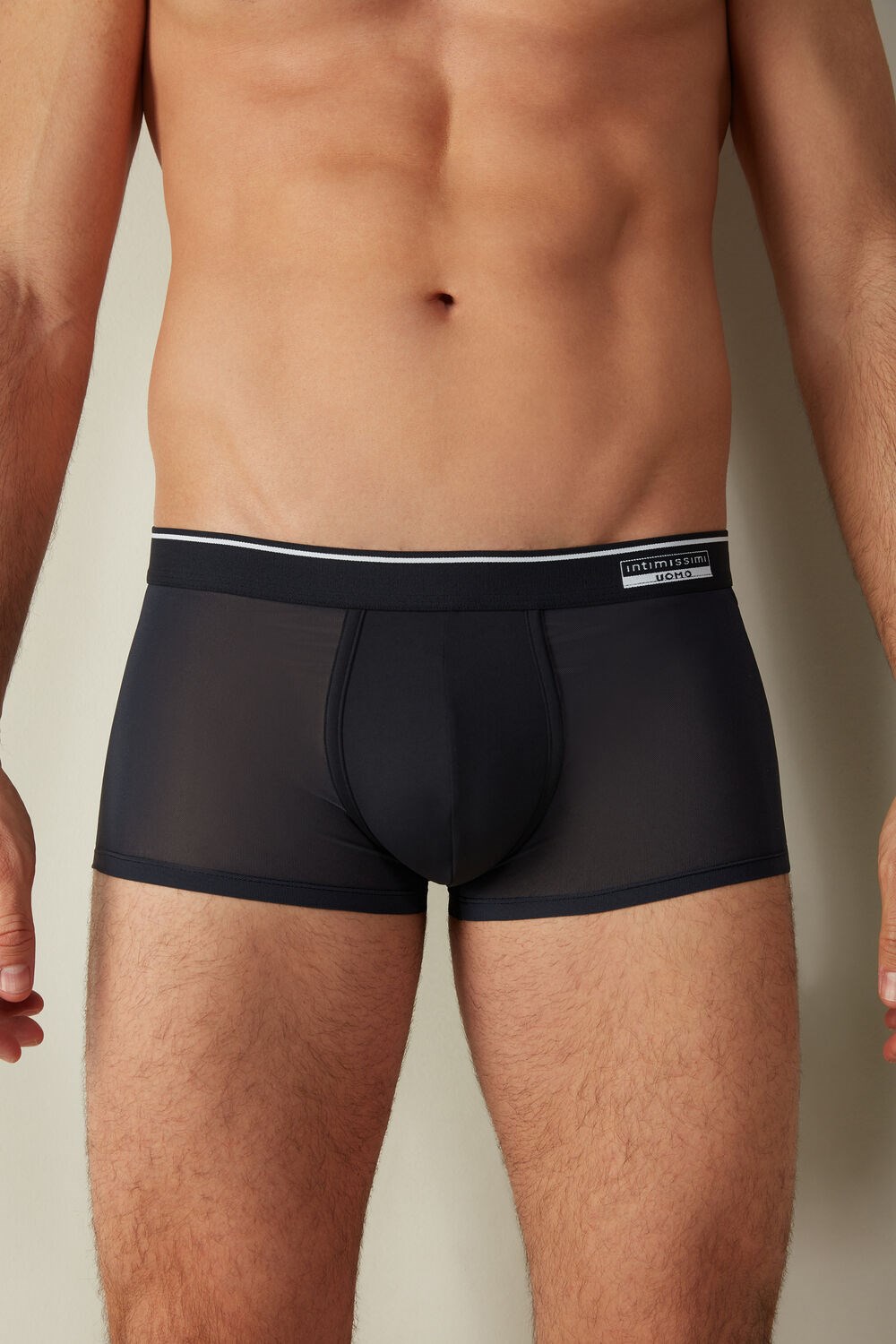 Blue - 800 - Midnight Blue Intimissimi Super Fresh Micro-mesh Boxers | YXKQV6981