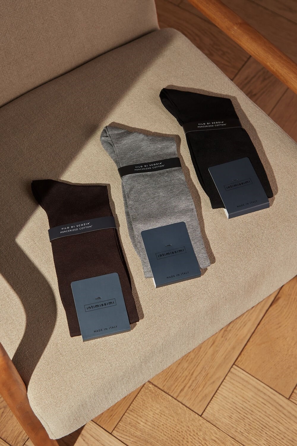 Brown - 015 - Brown Intimissimi Tall Sateen Egyptian Cotton Socks | NLQBW6510