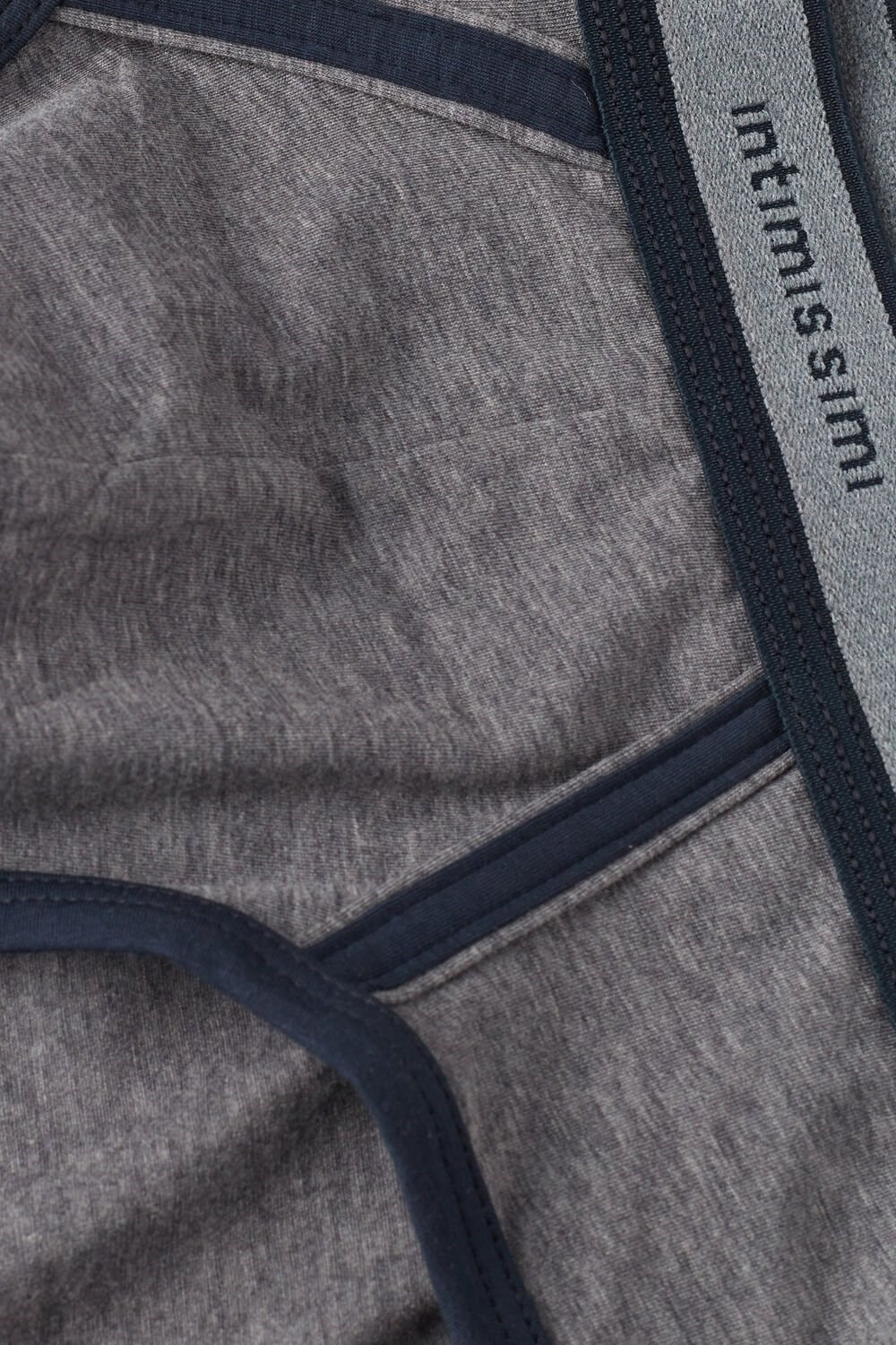 Dark Grey - 080i - Heathered Graphite Grey / Blue Intimissimi Natural Fresh Supima® Cotton Briefs with Logo | BLMNW1748