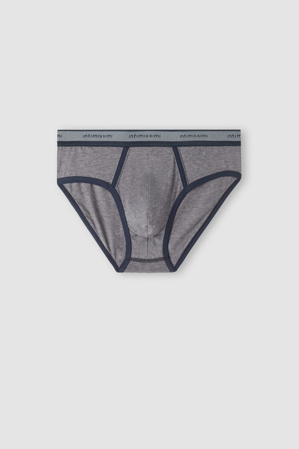 Dark Grey - 080i - Heathered Graphite Grey / Blue Intimissimi Natural Fresh Supima® Cotton Briefs with Logo | BLMNW1748