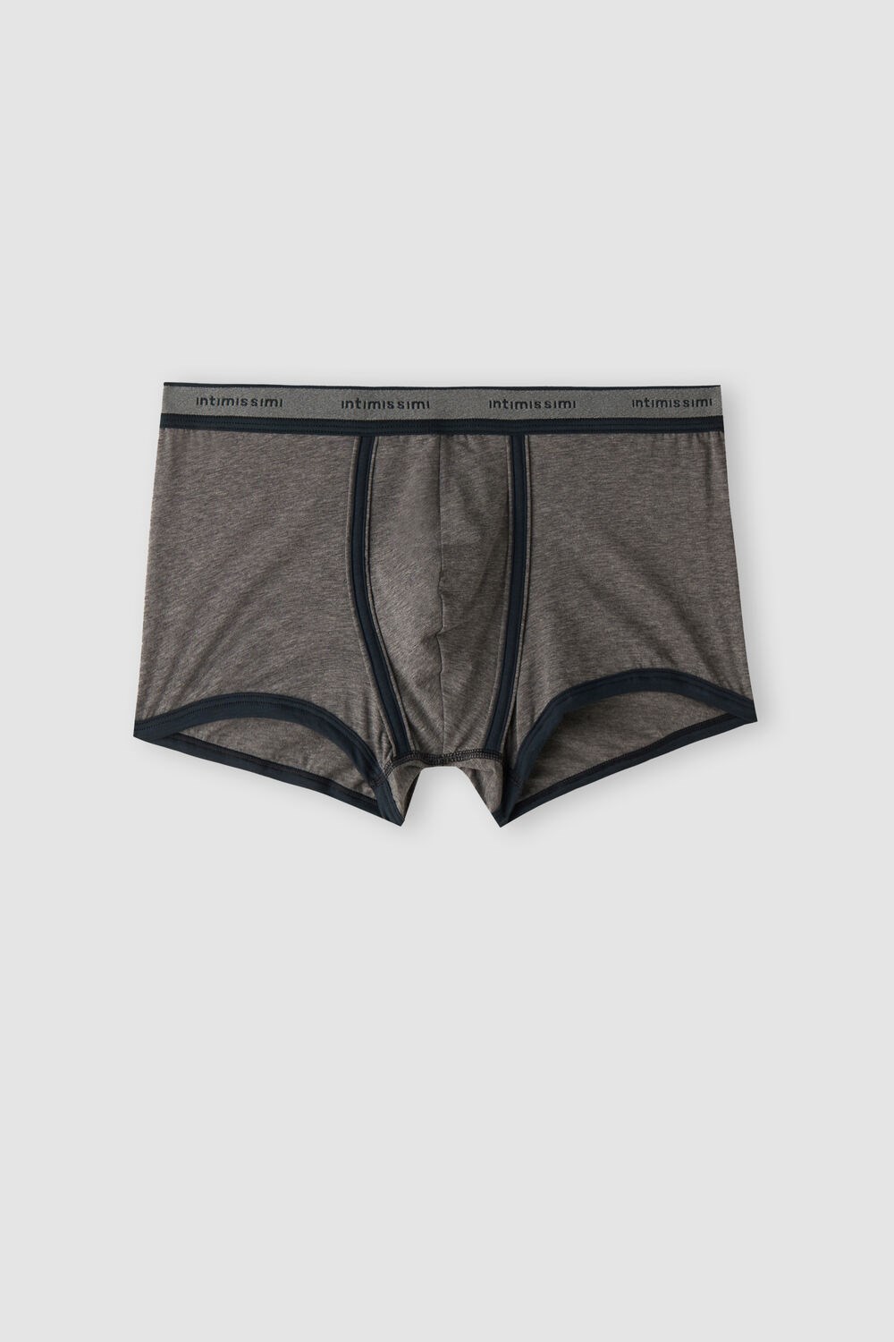 Dark Grey - 080i - Heathered Graphite Grey / Blue Intimissimi Natural Fresh Supima® Cotton Boxers with Logo | BTEYM1703