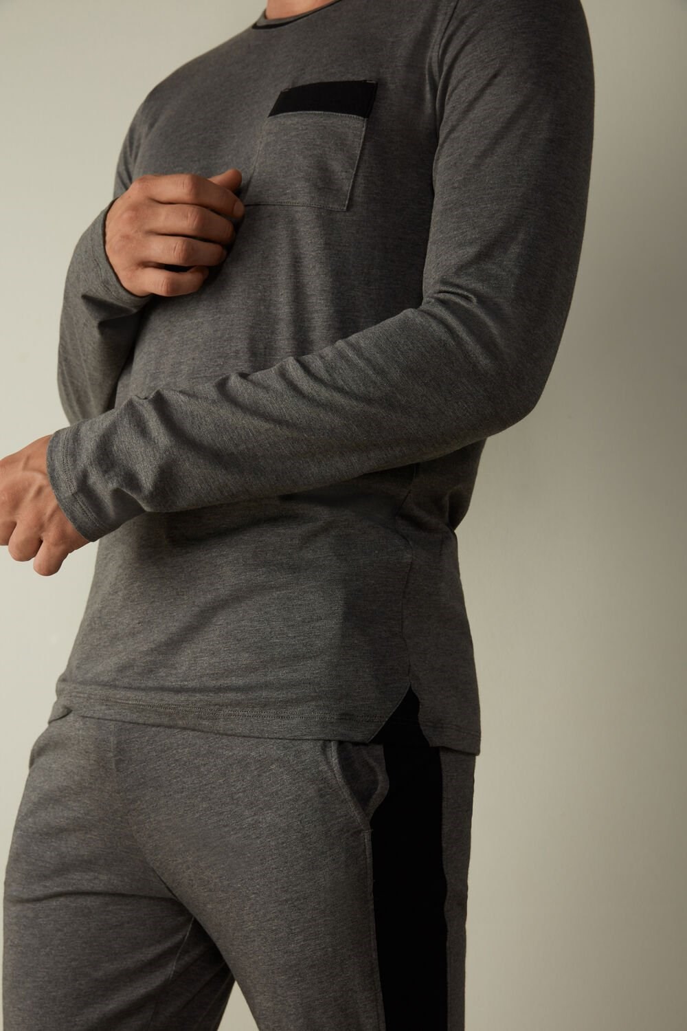 Dark Grey - 5227 - Heathered Graphite Grey Intimissimi Basic Supima® Cotton Pajama Pant Set | ALDIQ0324