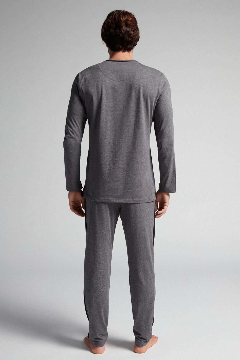 Dark Grey - 5227 - Heathered Graphite Grey Intimissimi Basic Supima® Cotton Pajama Pant Set | ALDIQ0324