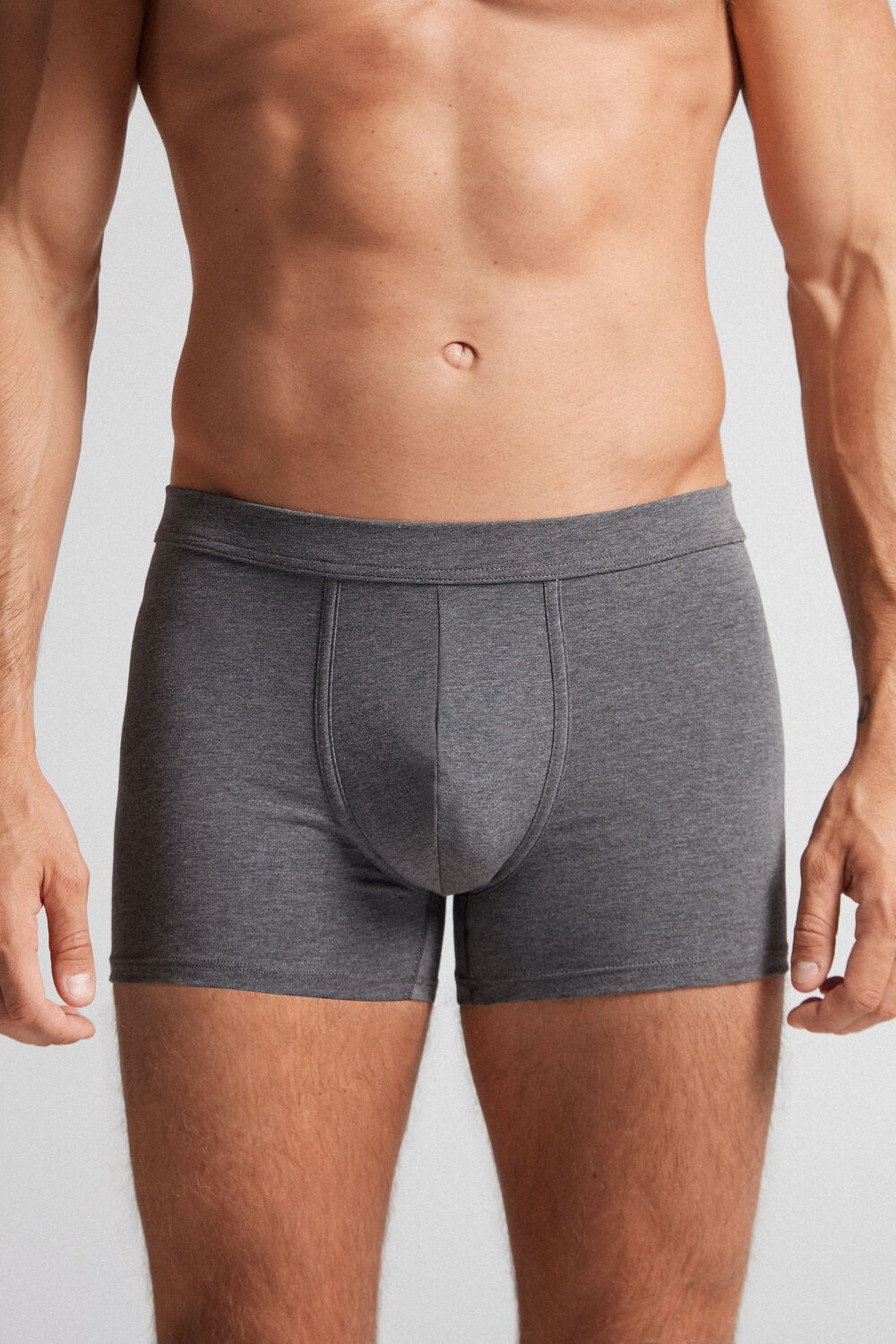 Dark Grey - 5227 - Heathered Graphite Grey Intimissimi Supima® Cotton Loose Fit Boxers | CGQEN5618