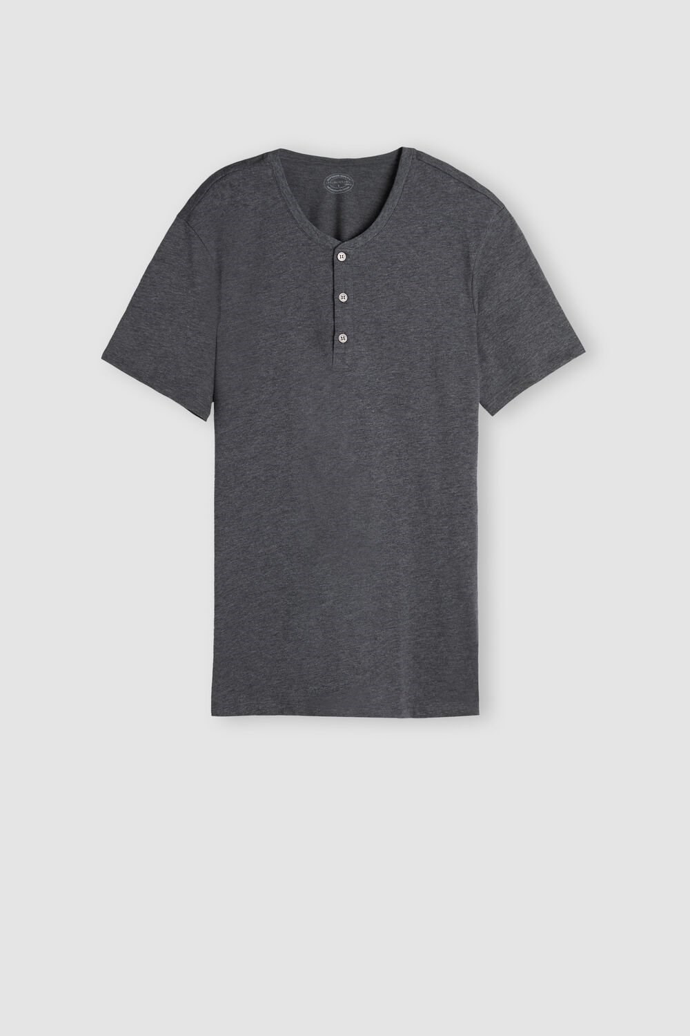 Dark Grey - 5227 - Heathered Graphite Grey Intimissimi Short-Sleeved Supima® Cotton Shirt | GPNTJ7521