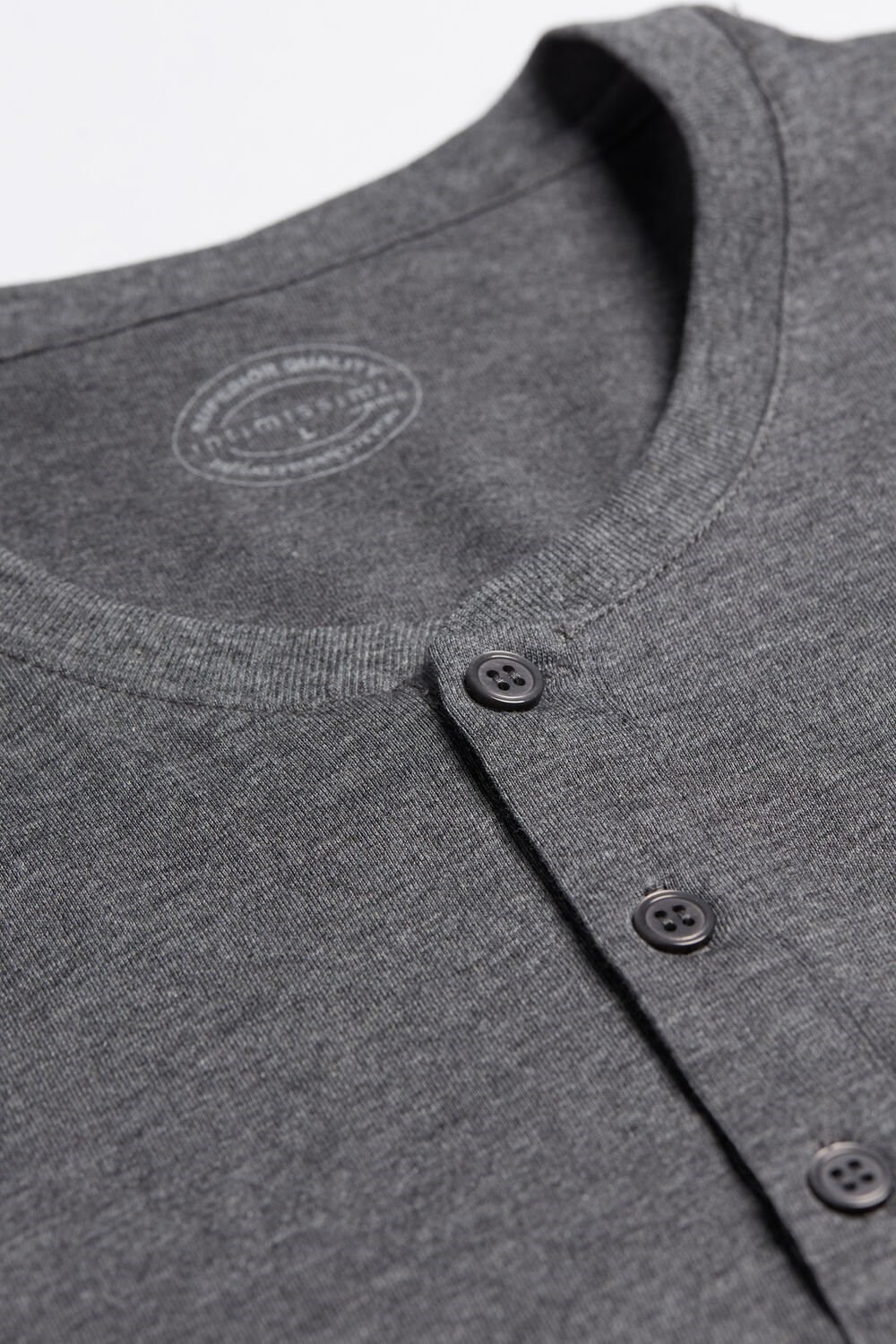 Dark Grey - 5227 - Heathered Graphite Grey Intimissimi Short-Sleeved Supima® Cotton Shirt | GPNTJ7521