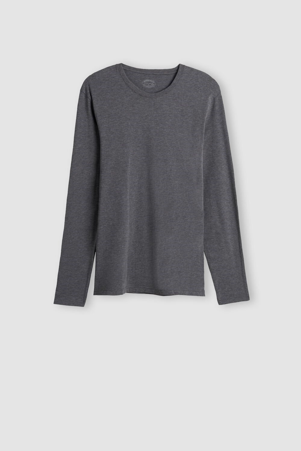 Dark Grey - 5227 - Heathered Graphite Grey Intimissimi Long-Sleeve Supima® Cotton Top | MXQOB6415