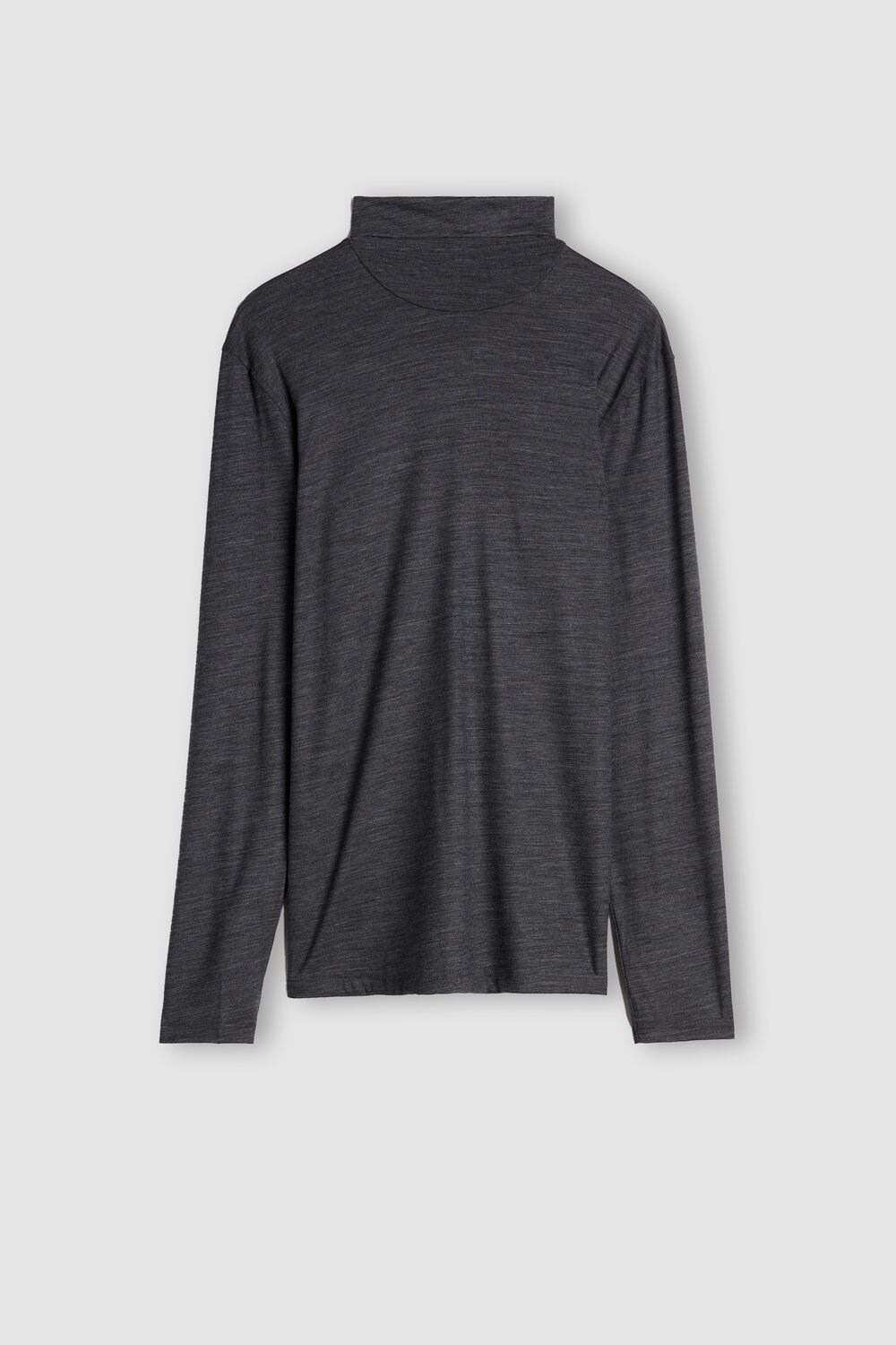 Dark Grey - 7522 - Charcoal Grey Blend Intimissimi Long-sleeve High-Neck Merino-Wool Top | CBRIO5207