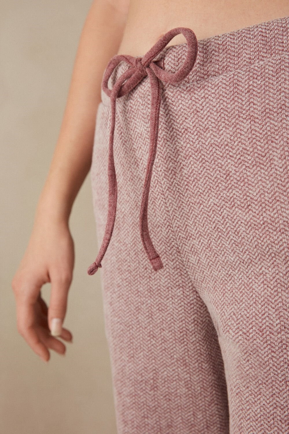 Dark Pink - 159j - Dark Pink Herringbone Intimissimi Winter Candies Full Length Sweatpants | KWZES8904