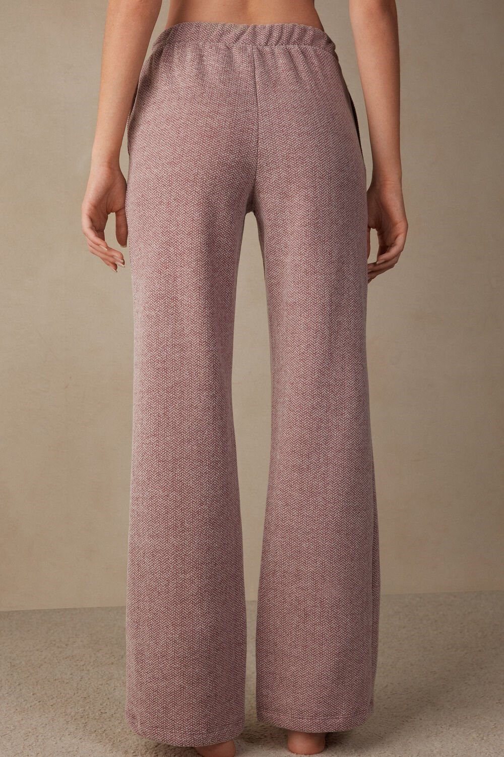 Dark Pink - 159j - Dark Pink Herringbone Intimissimi Winter Candies Full Length Sweatpants | KWZES8904