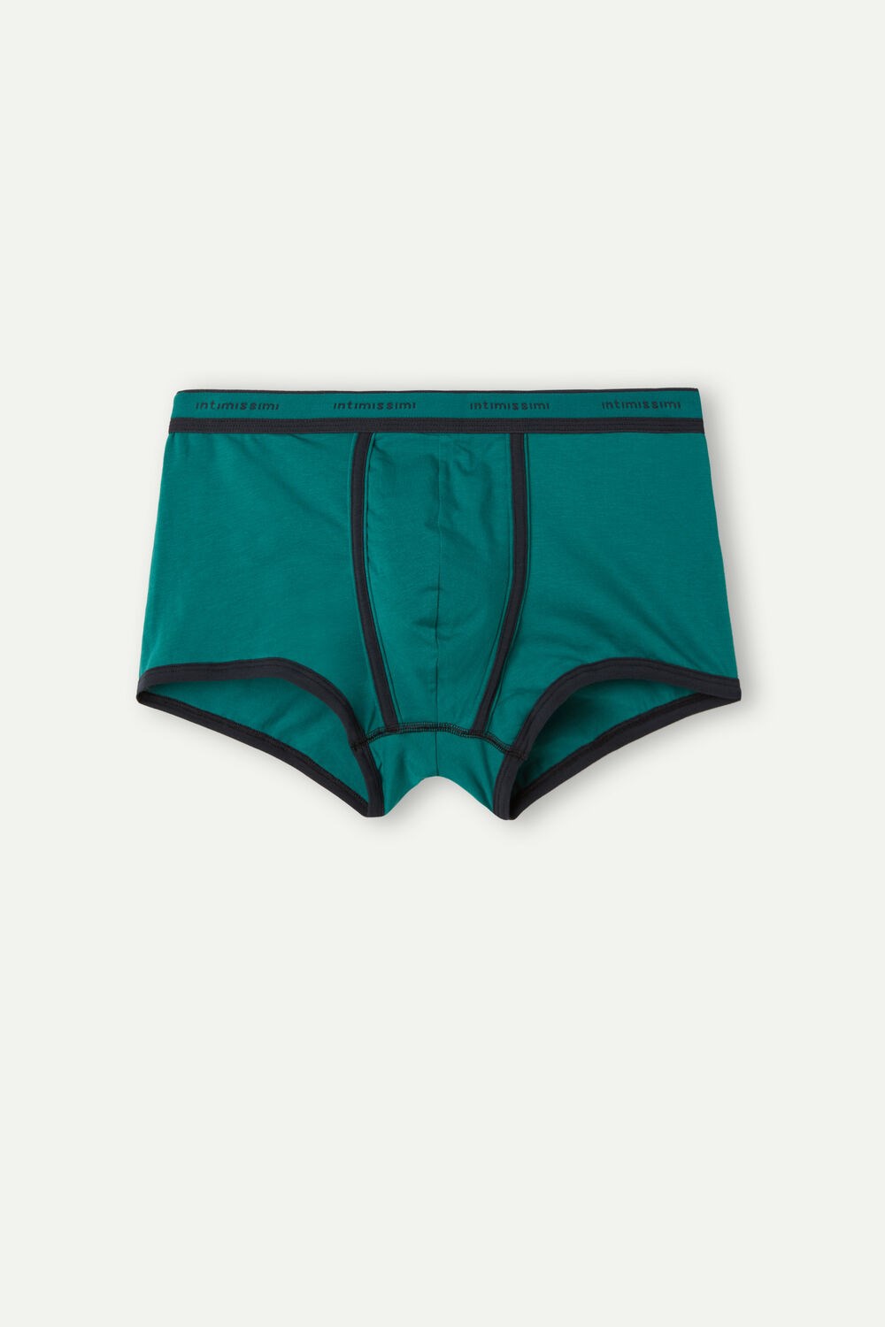 Green - 203j - Teal Green / Midnight Blue Intimissimi Stretch Supima® Cotton Boxer Shorts with Logo Detail | YQSZU5381