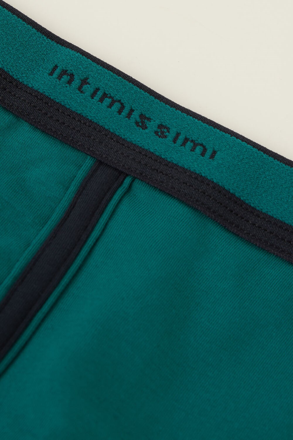 Green - 203j - Teal Green / Midnight Blue Intimissimi Stretch Supima® Cotton Boxer Shorts with Logo Detail | YQSZU5381