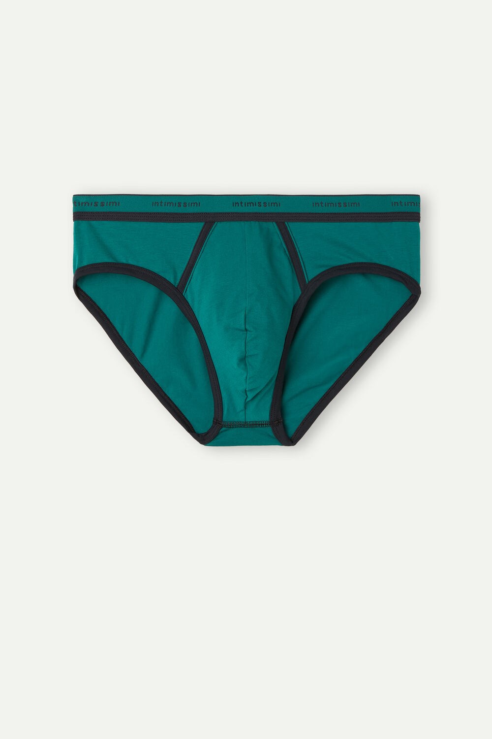 Green - 203j - Teal Green / Midnight Blue Intimissimi Stretch Supima® Cotton Brief with Logo Detail | ZXPQJ2987