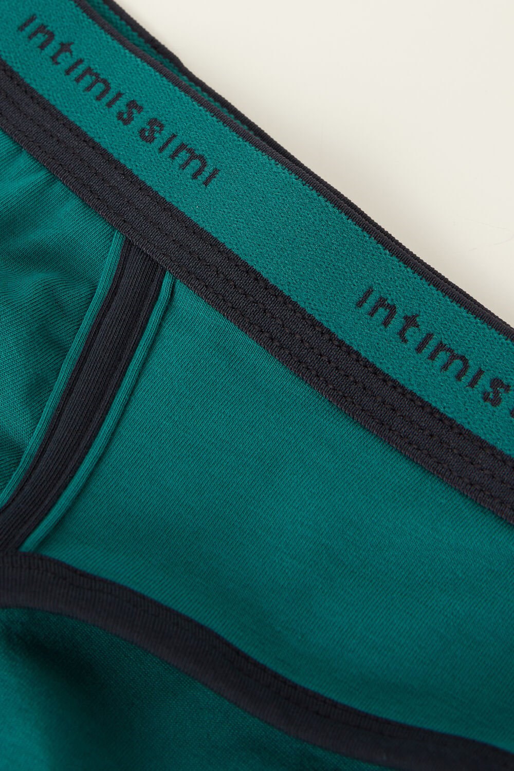 Green - 203j - Teal Green / Midnight Blue Intimissimi Stretch Supima® Cotton Brief with Logo Detail | ZXPQJ2987