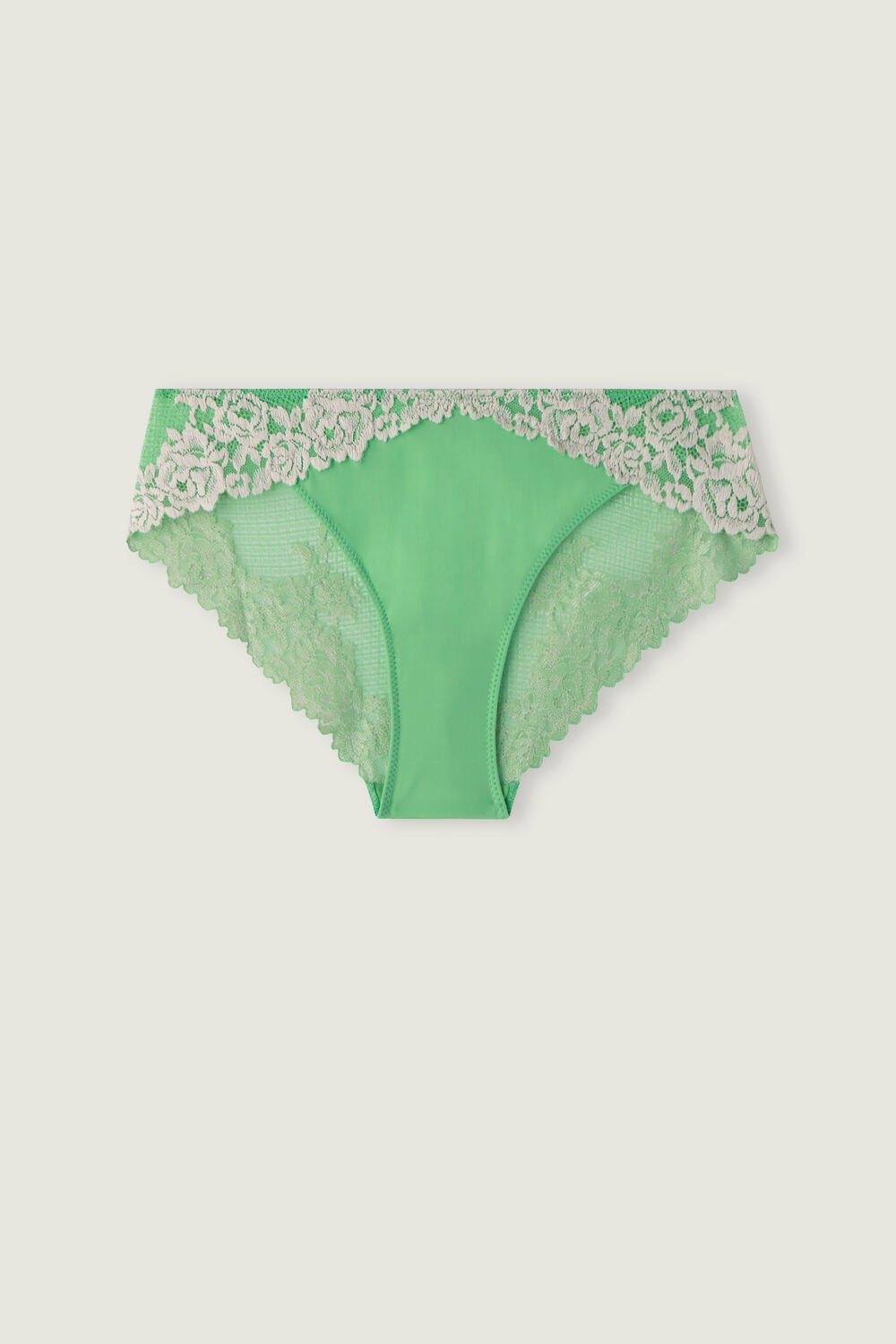 Green - 215j - Apple Mint / Ivory Intimissimi Pretty Flowers Panties | WEPFV8906