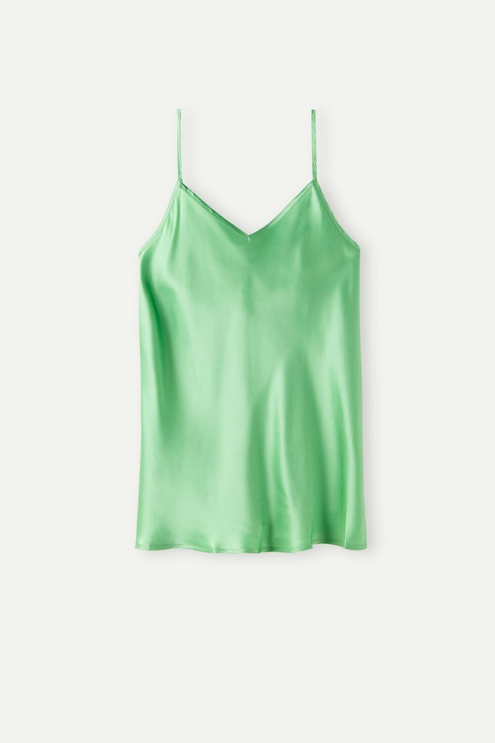 Green - 218j - Apple Mint Intimissimi Silk Satin Top with V-neckline | BEPOU8751