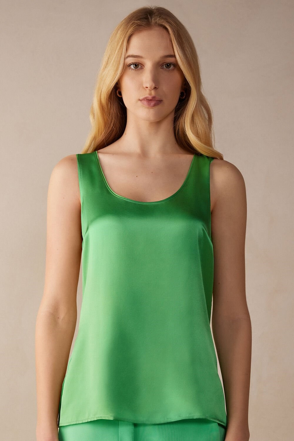 Green - 218j - Apple Mint Intimissimi Silk and Modal Tank Top | VGAZL9571