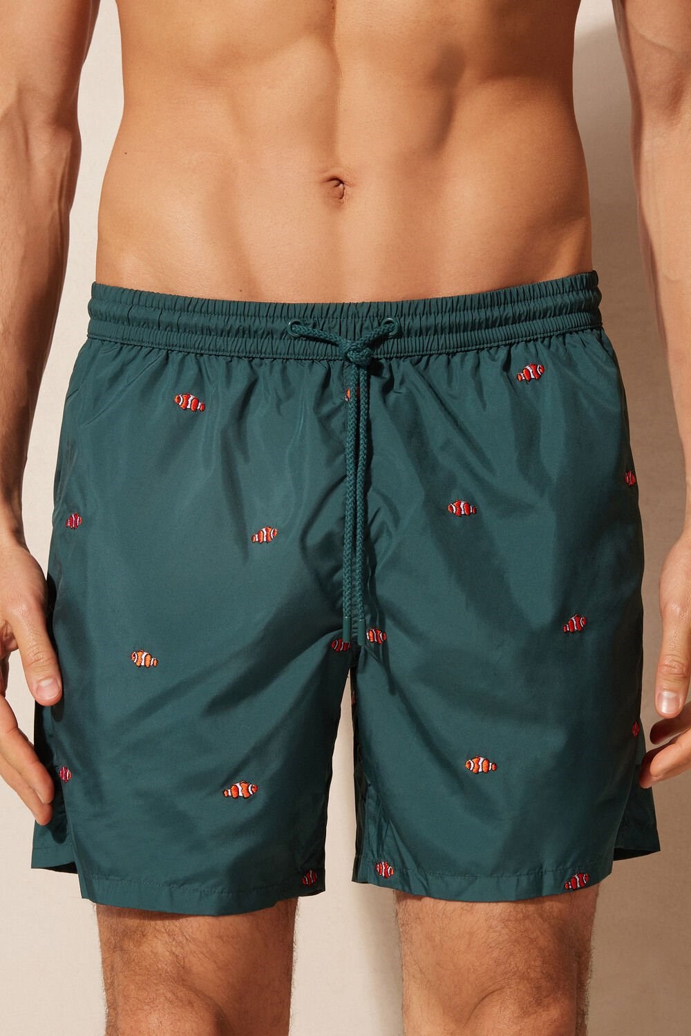 Green - 250j - Dark Green Clownfish Embroidery Intimissimi Embroidered Clownfish Swim Trunks | ACZUM3597