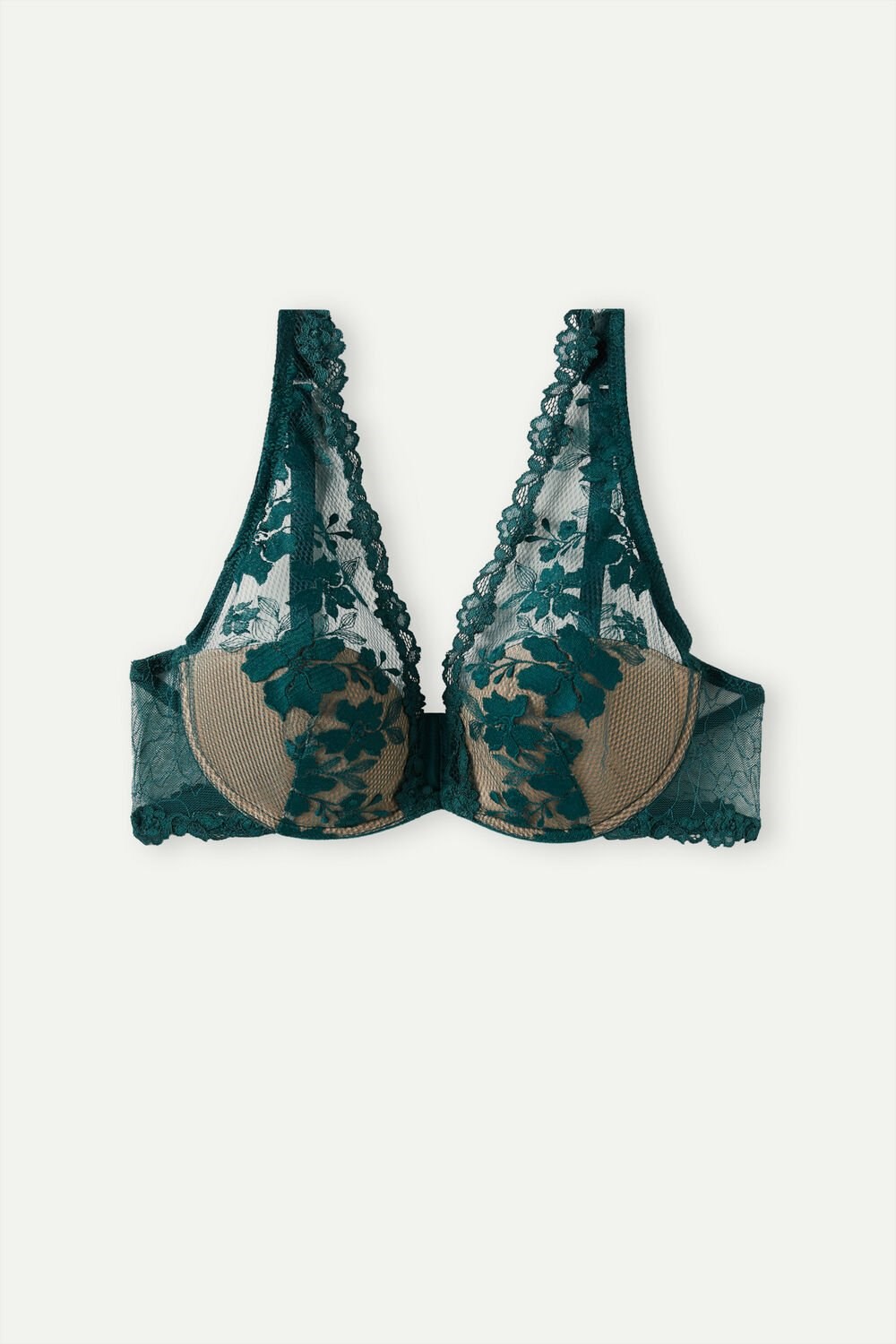 Green - 4572 - Evergreen Intimissimi In Full Bloom Elena Balconette Bra | YALNI8307