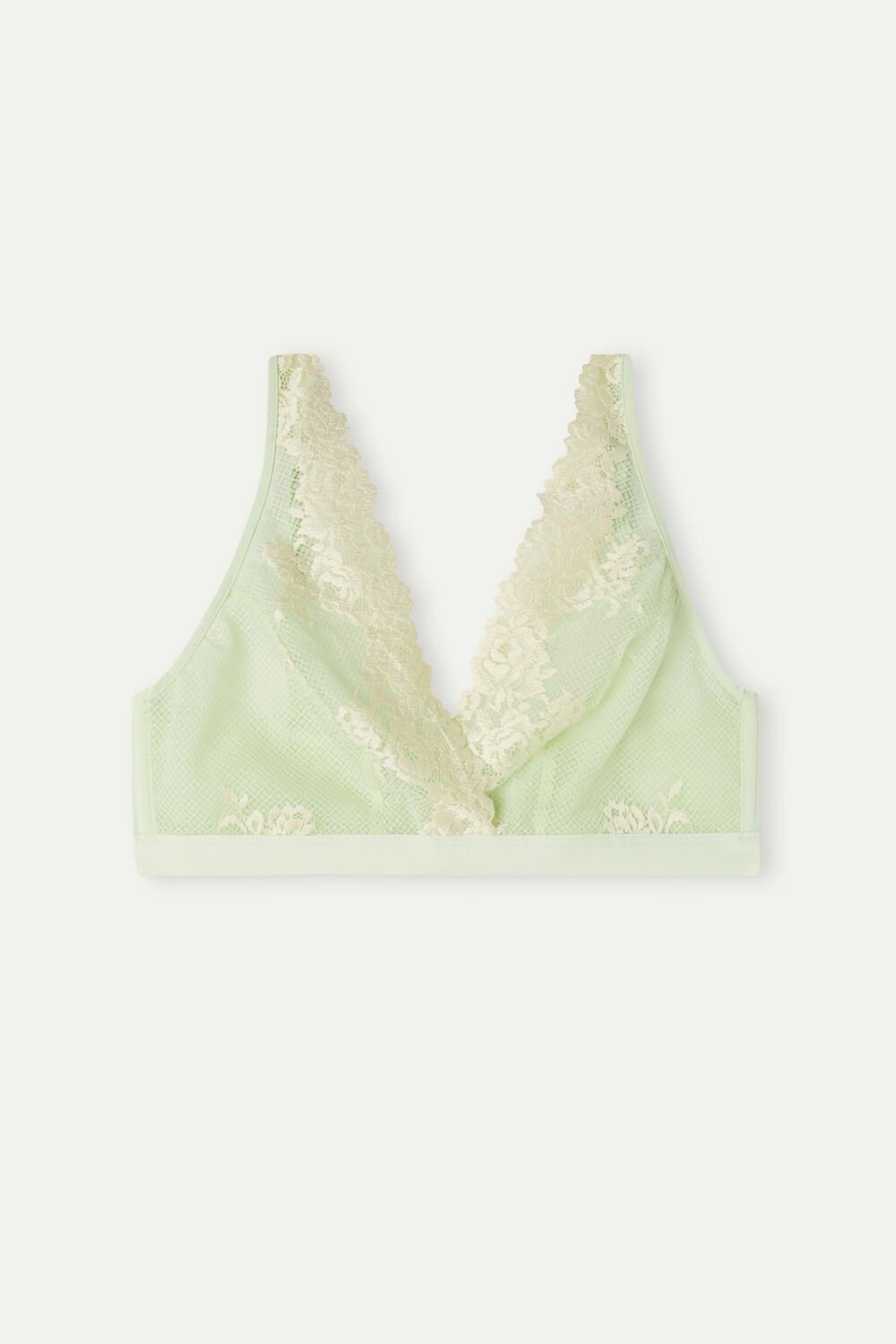 Green - 877i - Light Green / Ivory Intimissimi Pretty Flowers Lara Triangle Bra | SJLXF3620