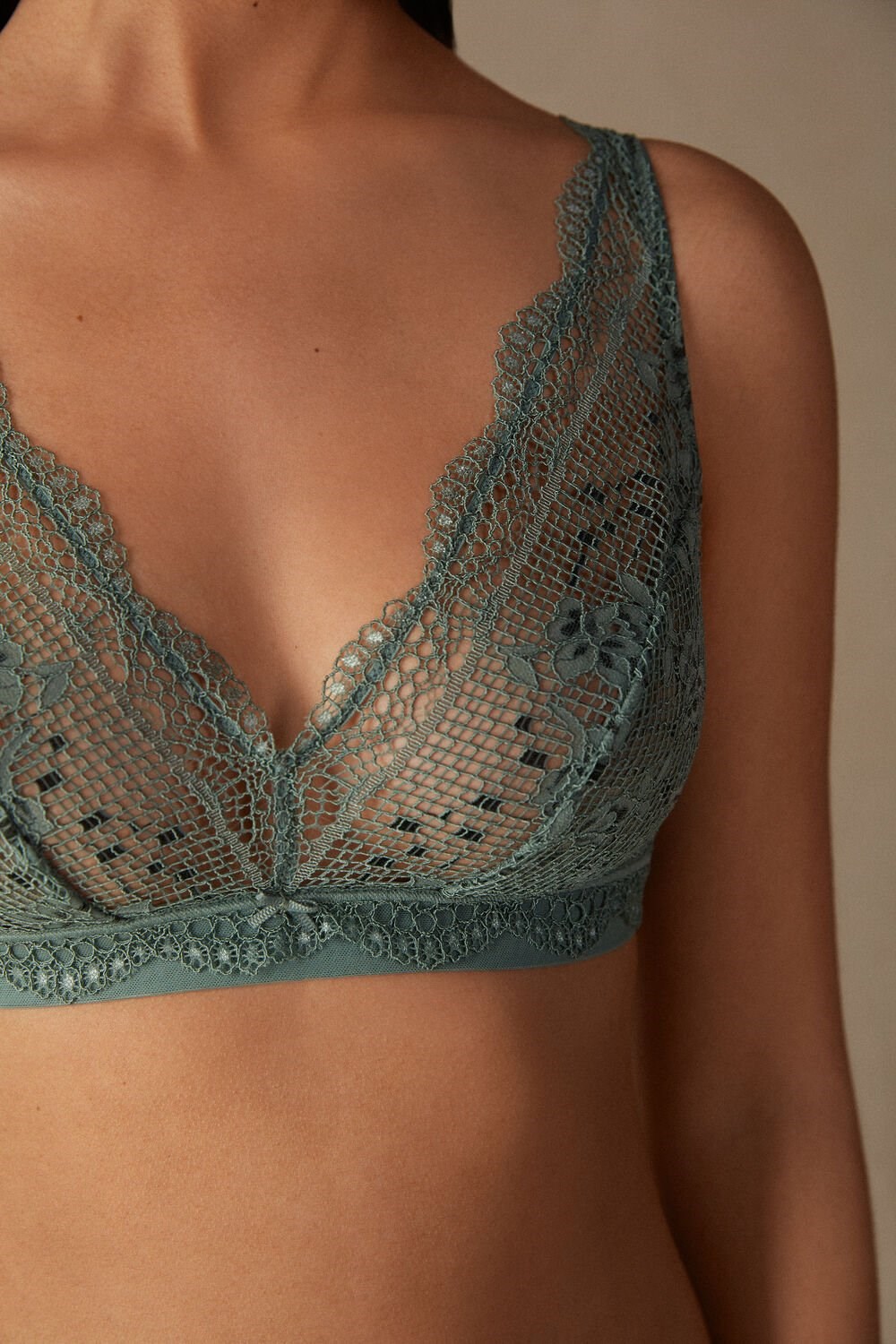 Green - 991i - Jade Green Intimissimi Prairie Bouquet Lara Triangle Bra | OBPFI9872