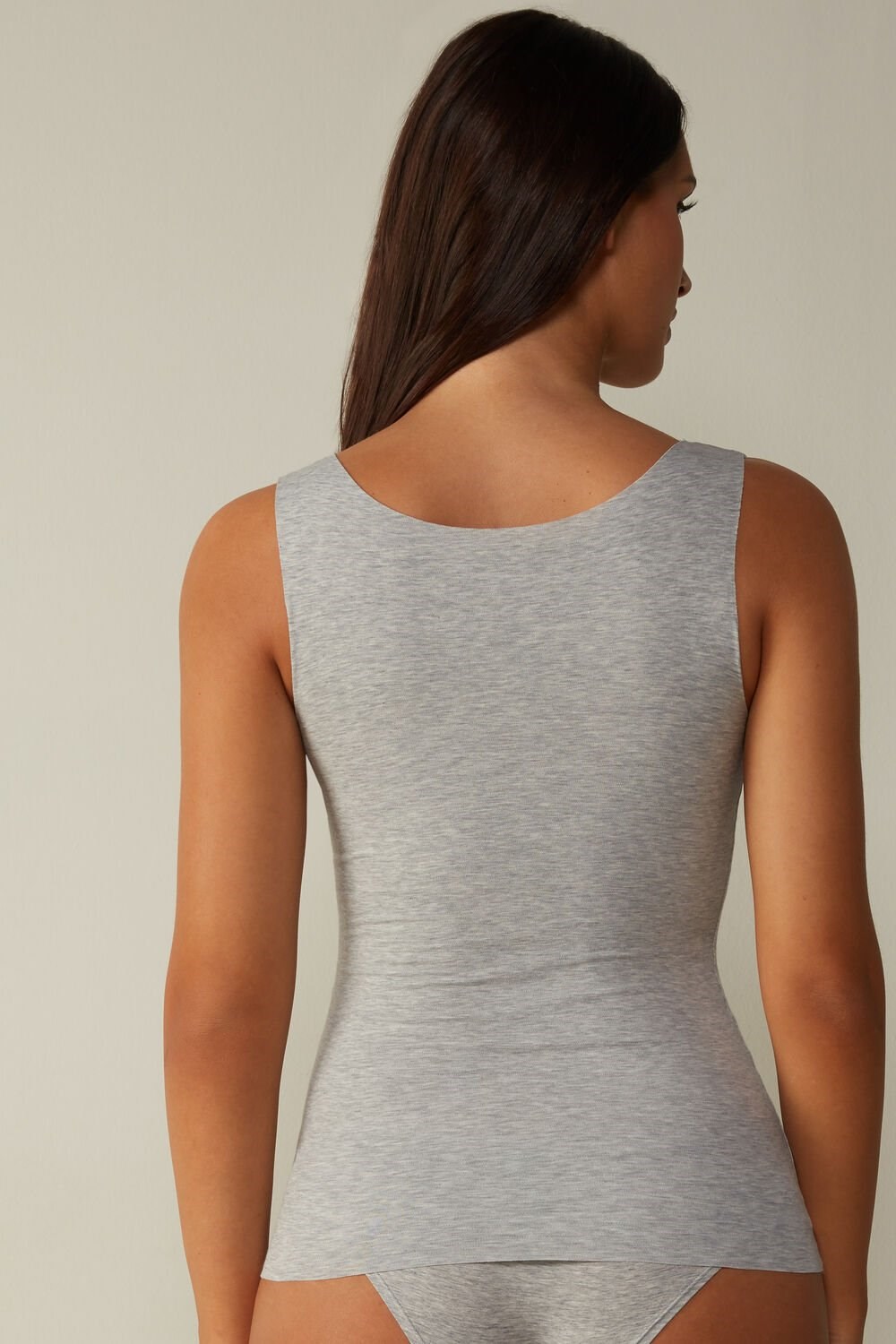 Grey - 031 - Light Heathered Grey Intimissimi Seamless Supima® Cotton Tank Top | ABKXN1506