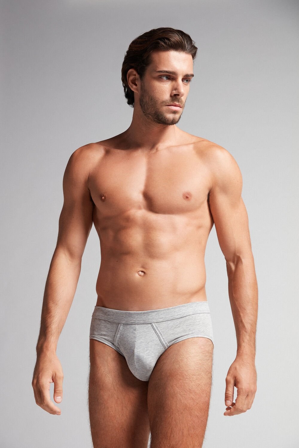 Grey - 031 - Light Heathered Grey Intimissimi Natural Fresh Supima® Cotton Briefs | HFVOB2153